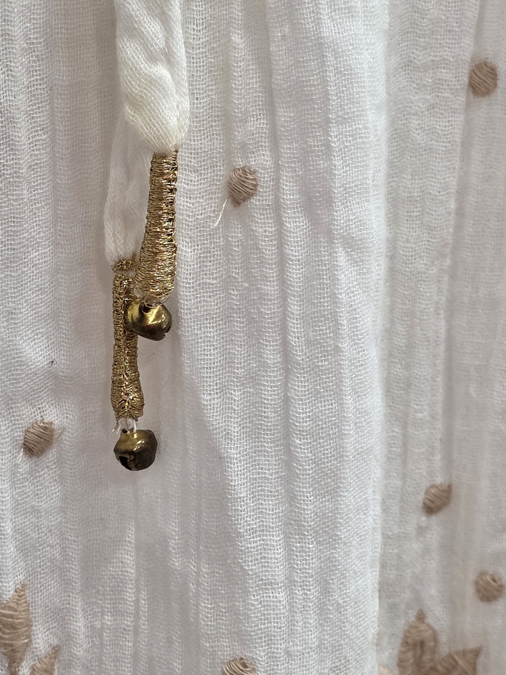 Free People White Maxi Dress with Tan Embroidery - Picture 3 of 6